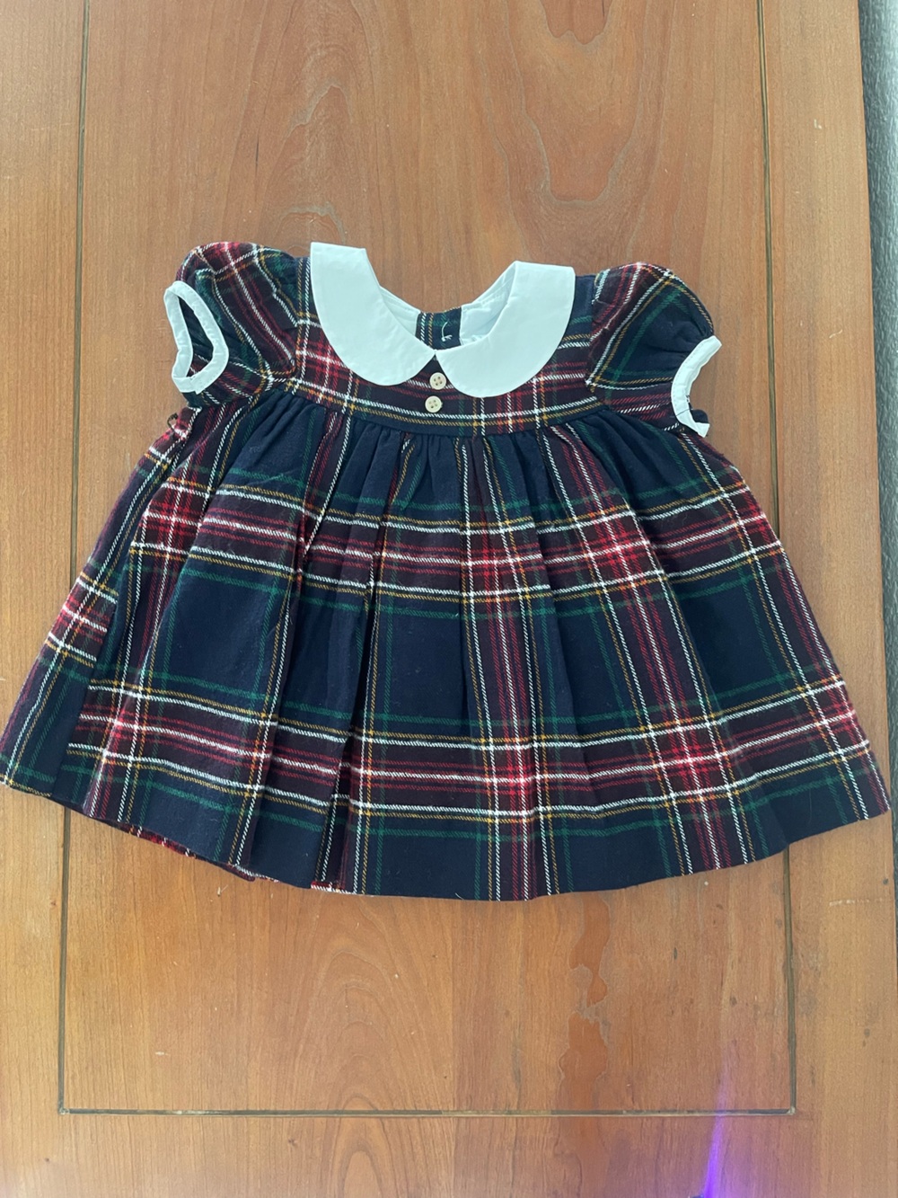 Edgehill Collection Navy Plaid Dress with White Collar